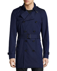 Burberry London Slim Fit Double Breasted Trench Coat Blueberry