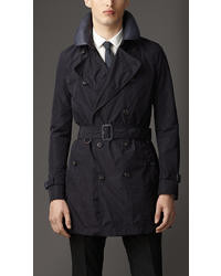 Burberry Mid Length Leather Collar Trench Coat