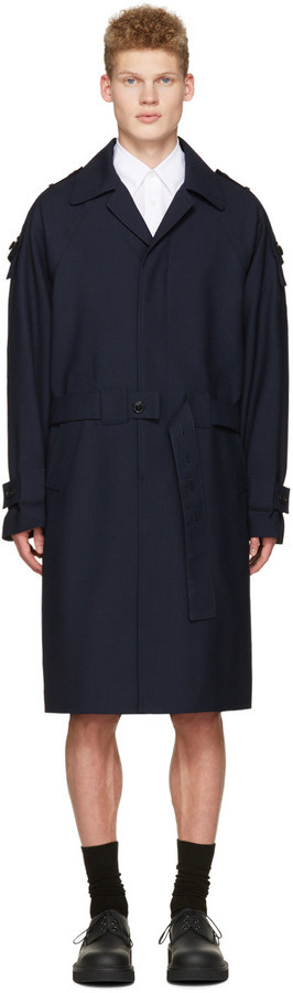 Marni Trench Coat With Belt Women's Navy Blue - ShopStyle