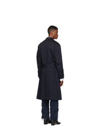 Wooyoungmi Navy Twill Trench Coat