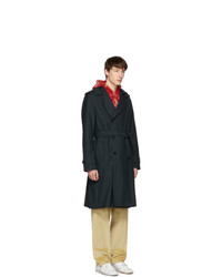 424 Navy Wool Suited Trench Coat