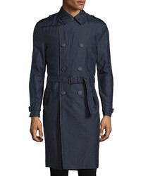 Burberry Prorsum Wool Blend Double Breasted Trenchcoat Navy