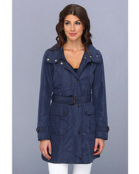 Ellen Tracy Snap Front Techno Trench With Stow Hood