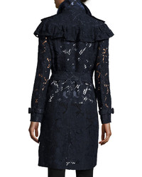 Burberry Stanhill Lace Trench Coat Navy