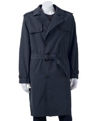 Towne By London Fog Raised Twill Double Breasted Rain Coat