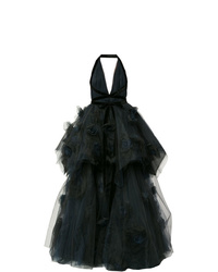 Marchesa Deep V Layered Tulle Evening Gown