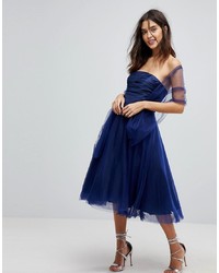 Forever Unique Tulle Strapless Midi Dress