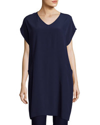 Eileen Fisher Short Sleeve Crinkle Crepe Tunic Petite