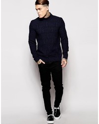 Asos Brand Cable Sweater With Chunky Neck