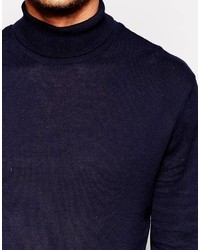 Asos Brand Roll Neck Sweater In Cotton