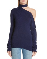 Monse Button Sleeve One Shoulder Wool Sweater