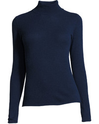 Neiman Marcus Cashmere Basic Turtleneck Sweater Navy