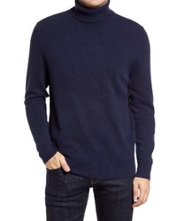 Men's Dark Green Cable Sweater, Navy Turtleneck, Navy Jeans, Tan ...