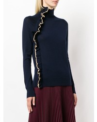 Victoria Victoria Beckham Contrast Trim Ruffle Sweater