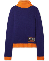Prada Intarsia Cashmere Blend Turtleneck Sweater