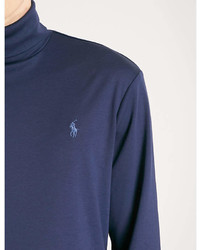 Polo Ralph Lauren Logo Embroidered Turtleneck Cotton Jersey Top