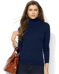 Lauren Ralph Lauren Long Sleeve Cotton Blend Turtleneck Sweater