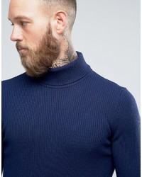 Asos Longline Muscle Fit Ribbed Roll Neck Sweater