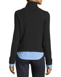 Michael Kors Michl Kors Collection Cashmere Turtleneck Sweater Wshirttail Hem Navy