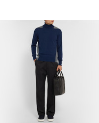 Alexander McQueen Two Tone Wool Silk And Cashmere Blend Rollneck Sweater