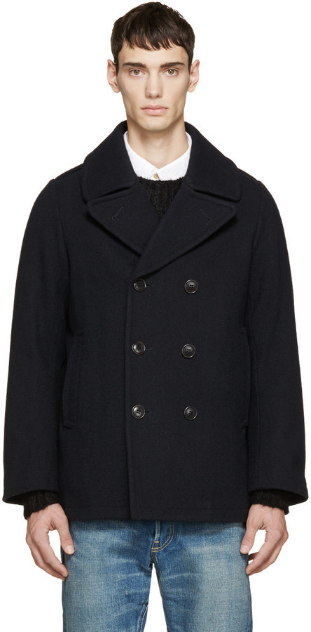 VISVIM Navy Vintage Tweed Lieutenant Coat, $2,525 | SSENSE | Lookastic