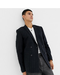 Navy Tweed Double Breasted Blazer