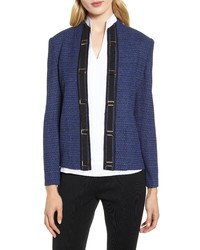 Ming Wang Belt Detail Tweed Jacket