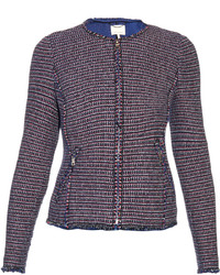 Rebecca Taylor Collarless Graphic Tweed Jacket