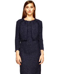 Kay Unger New York Cropped Cover Jacket In Navy