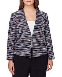 Tahari Asl Plus Collarless Multi Colored Tweed Jacket