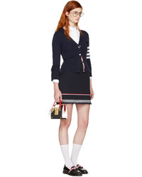 Thom Browne Navy Tweed Selvedge Hem Miniskirt