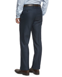 Brioni Phi Flat Front Twill Trousers Navy