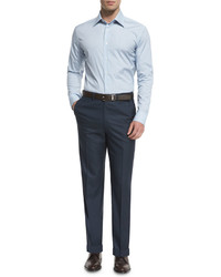 Brioni Phi Flat Front Twill Trousers Navy