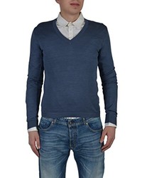 Gucci 100% Silk Navy V Neck Knitted Sweater