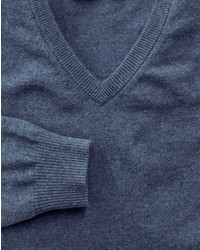 Charles Tyrwhitt Blue Cotton Cashmere V Neck Sweater