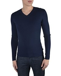 Dolce & Gabbana Blue Stretch V Neck Sweater Us 2xs It 44