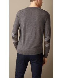 Burberry Brit Merino Wool V Neck Needlepunch Sweater