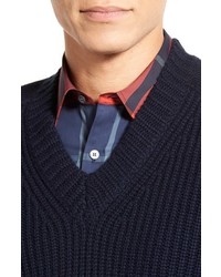 Burberry Brit Rathbone Modern Fit V Neck Wool Cashmere Sweater