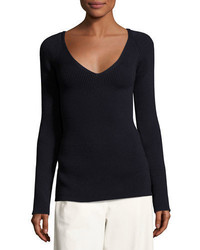 The Row Candice Ribbed V Neck Sweater