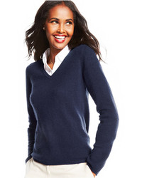 Charter Club Cashmere Long Sleeve V Neck Sweater