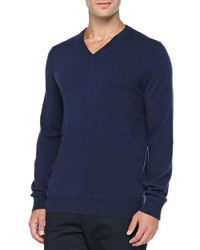 Vince Cashmere V Neck Pullover Sweater Navy