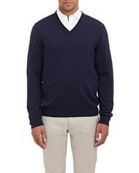 Piattelli Cashmere V Neck Sweater Blue Size Extra Large