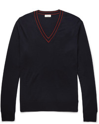 Dries Van Noten Contrast Tipped Merino Wool Sweater