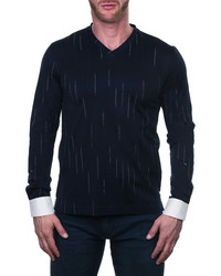Maceoo Edison Regular Fit Line Long Sleeve V Neck T Shirt