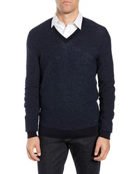 BOSS Emauro Mouline V Neck Slim Fit Sweater