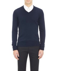 Jil Sander Knit V Neck Sweater Blue