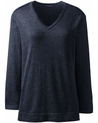Lands' End Landsend Regular Cotton Modal 34 Sleeve V Neck Sweater