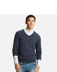 Uniqlo Linen Blend V Neck Sweater
