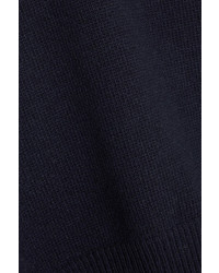 Chloé Merine Guipure Lace Trimmed Wool And Cashmere Blend Sweater Navy