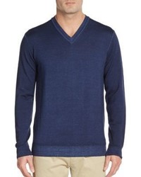 Sand Merino Wool V Neck Sweater